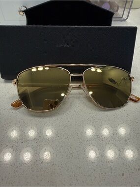 Prive Revaux Polarized Aviator Sunglasses Gold Frame Brown Lenses New